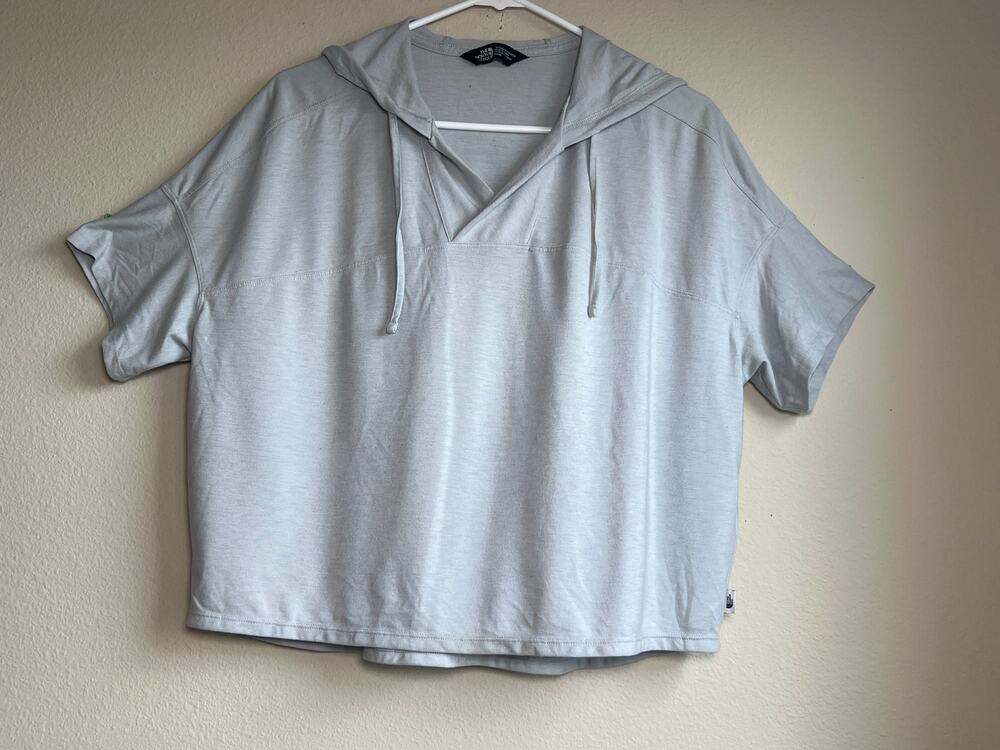 The North Face Gray Short Sleeve Hooded Crop Pullover Top Tee Medium